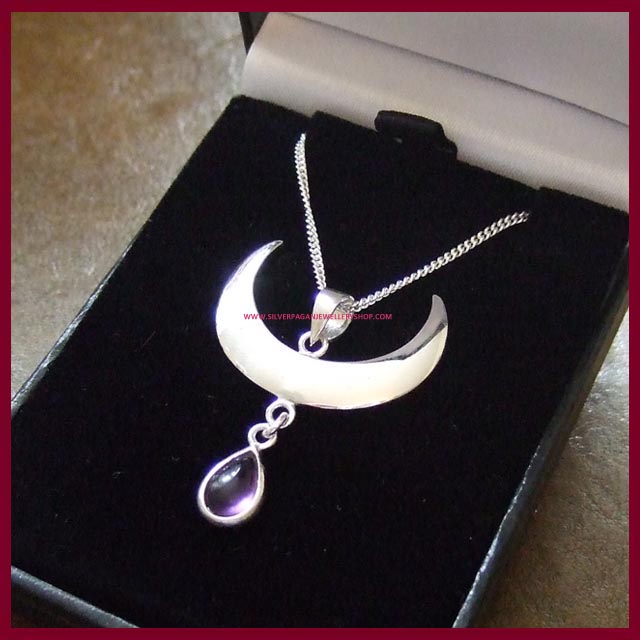 Moon Drop Necklace - Amethyst - Click Image to Close